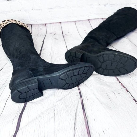 NWOT BORN BORMAN SUEDE LEATHER TALL CHEETAH INTERIOR CUFF BOOTS - 7M - Picture 8 of 9